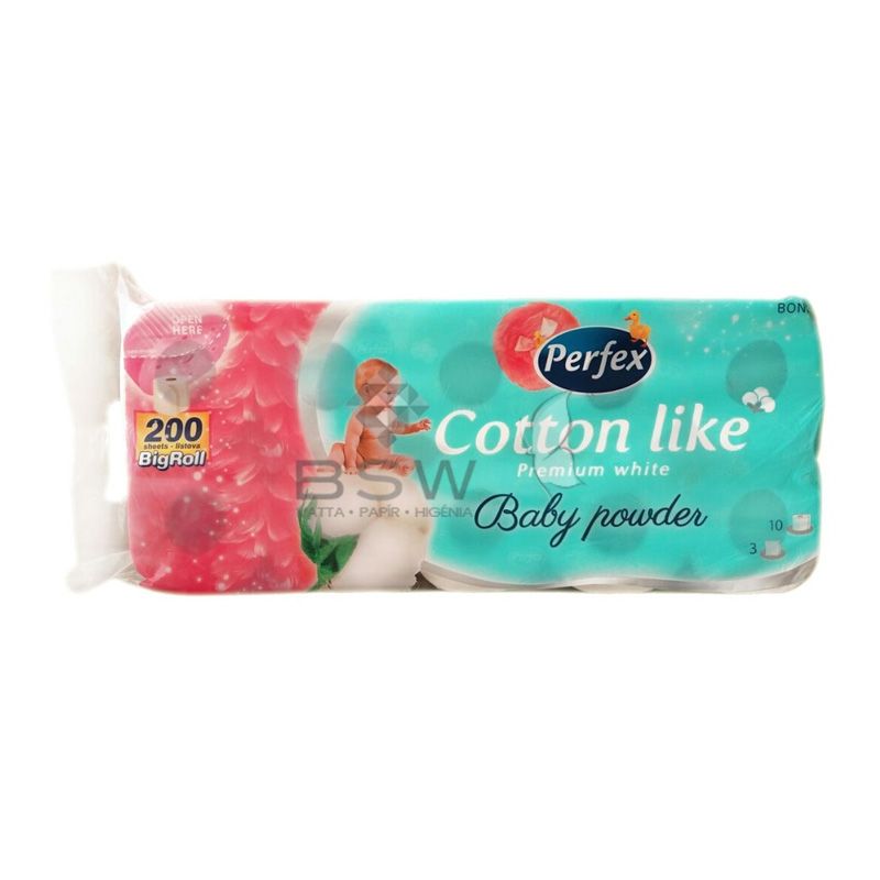 Boni Perfex Cotton Like Premium White, 100% cellulose toilet paper, baby powder